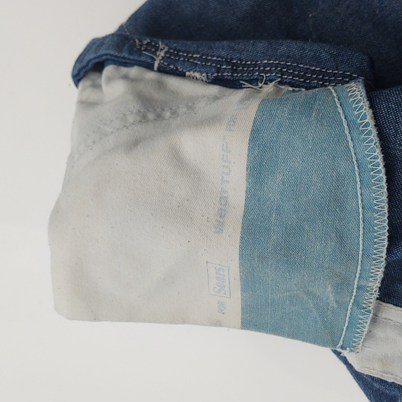 Vintage Overalls Sears Tradewear Union Made Blue Denim Bib 40 Grunge Work Street - Picture 12 of 14